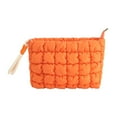 thumbnail image 1 of Bolsa de maquillaje para mujer, gran capacidad, abierta, acolchada, portátil, práctica para viajes naranja, 1 of 9