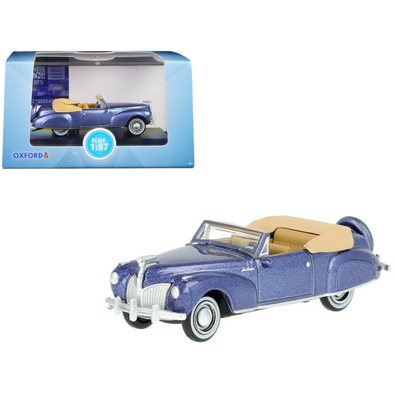 1941 Lincoln Continental Convertible Darian Blue Metallic with Tan Interior 1/87 (HO) Scale Diecast Model Car by Oxford Diecast