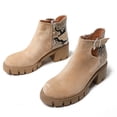 thumbnail image 3 of Zapatos Botines de mujer Zapatos de mujer botas con estampado de a la suela gruesa botas de tacón grueso para mujer botas transpirables de con punta redonda y tacón grueso para mujer (Khaki 8), 3 of 6