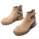 thumbnail image 3 of Zapatos Botines de mujer Zapatos de mujer botas con estampado de a la suela gruesa botas de tacón grueso para mujer botas transpirables de con punta redonda y tacón grueso para mujer (Khaki 7.5), 3 of 6