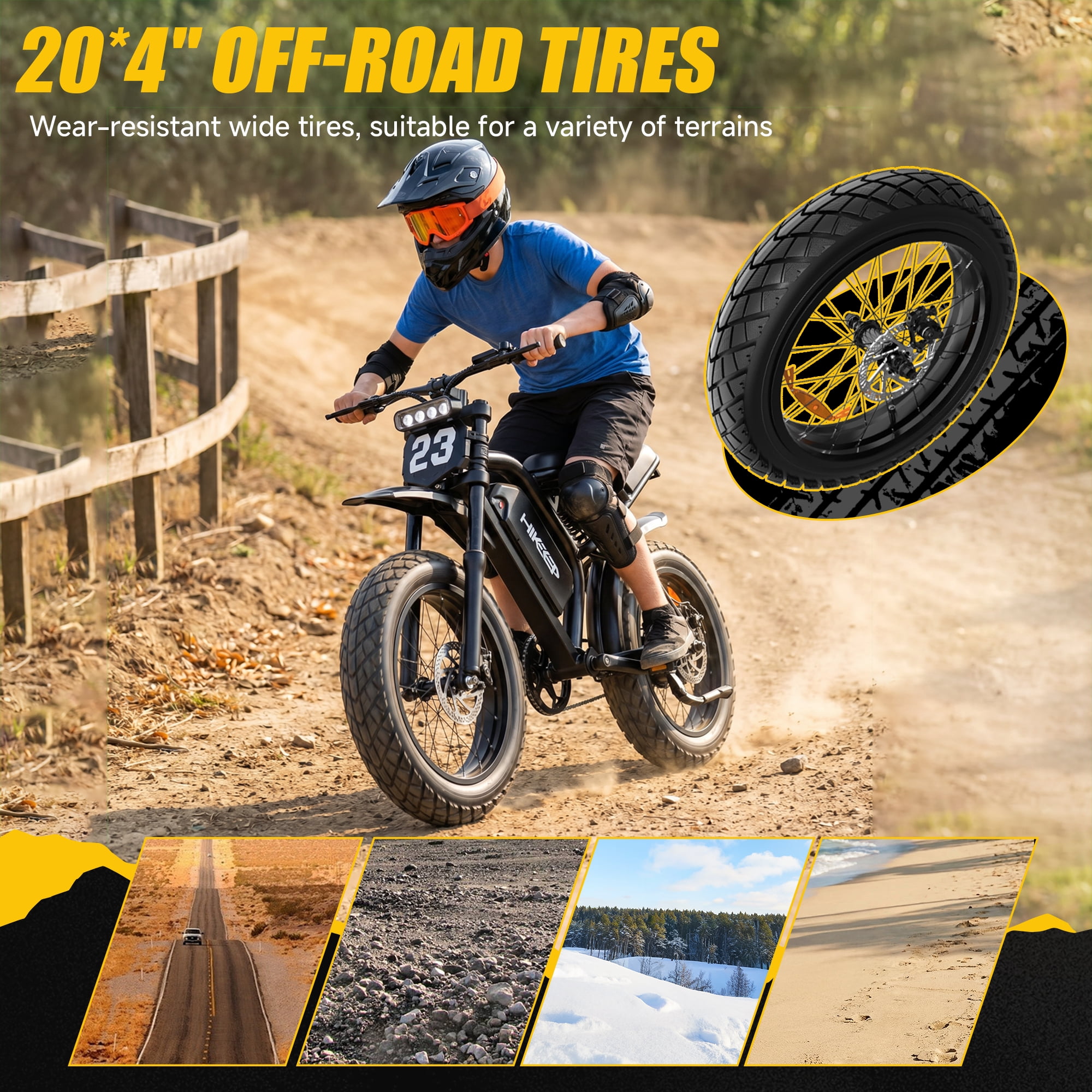 Electric Mountain Bike for Adults, 20" Fat Tire, 48V 17.5Ah Battery, 750 1500W Peak Motor, 32MPH, UL2849 Certified Off-Road E-Bike, Black