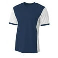 thumbnail image 3 of A4 Youth Game Performance Short Sleeve V-Neck Premier Sports Soccer Wear Jersey, NAVY/WHITE, Medium, NB3017, 3 of 5