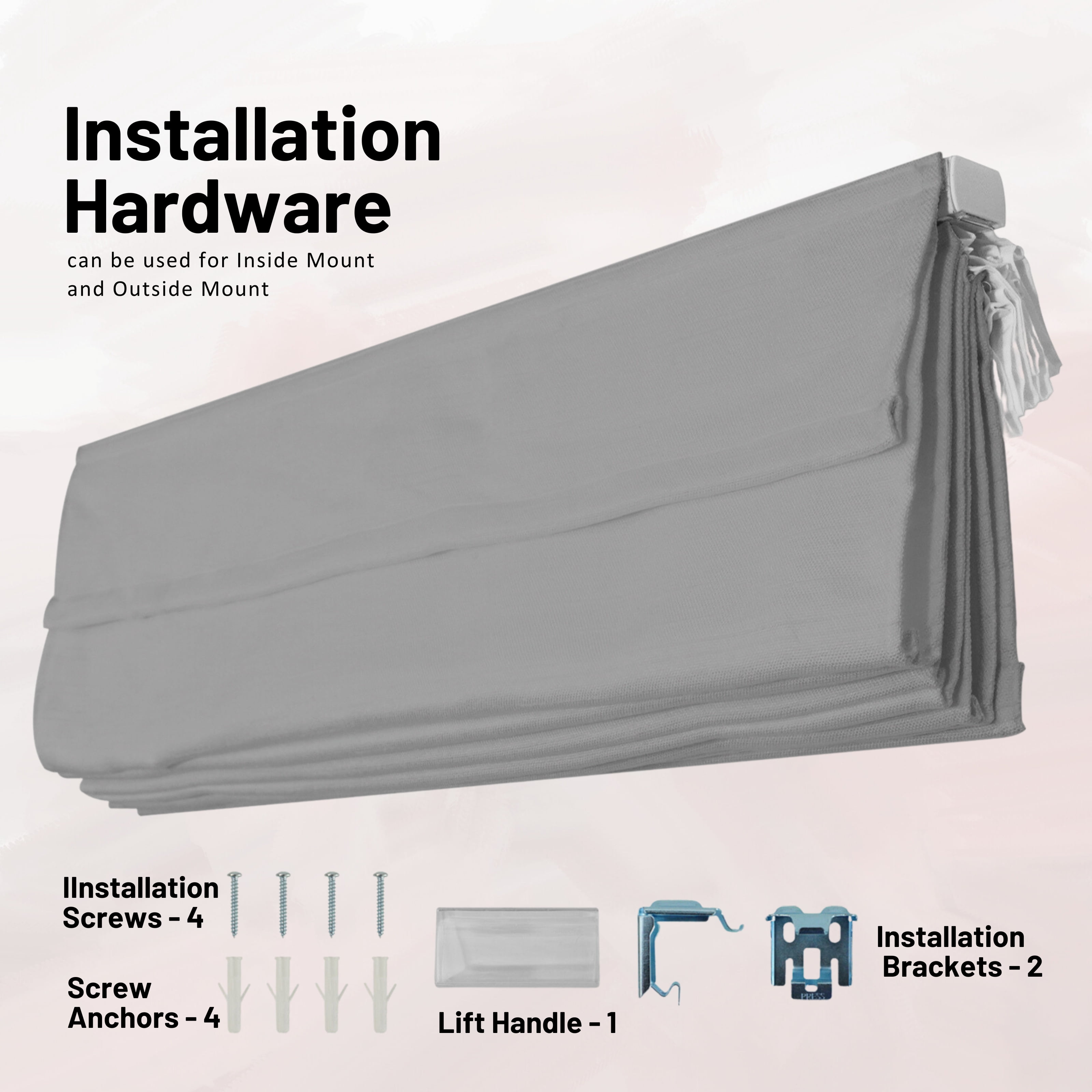 Chicology Cordless Roman Shades, Gray (Textured), 39"W X 64"H