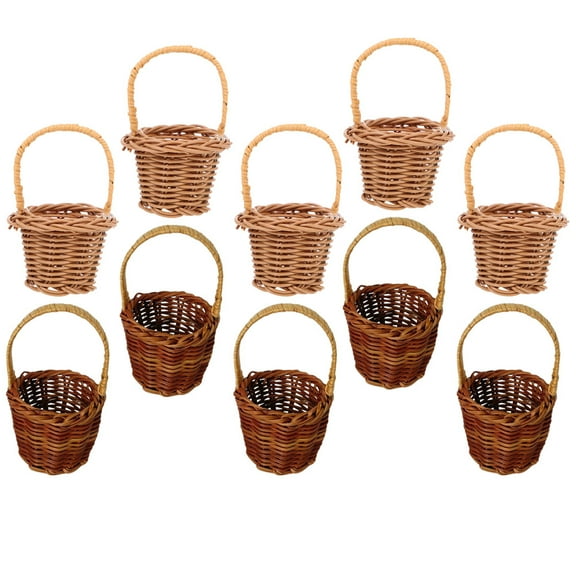 Niceauty 10Pcs Small Woven Basket Hand Woven Basket for Micro Landscaping Assorted Color
