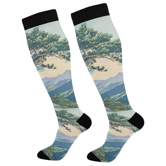 FORMRS Womens Knee High Socks Casual Long Thick Travel Daily Wear, 1 Pair, Beige Mountain