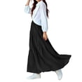 thumbnail image 2 of Daiosportswear Girls' Maxi Skirts with Pockets Tiered Elastic Waist Long Flowy Swing Ruffle Pleated Casual Skirts Black, 2 of 4