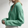 thumbnail image 5 of Ndbuld Women Long Sleeve Women Solid Color Long Sleeve V Neck Button Down Knit Cardigan Top,Green,Free Size, 5 of 5