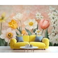 thumbnail image 3 of Colorful Flowers Custom Wallpaper Abstract Marble Texture Wall Murals Living Room Bedroom Background Modern Floral Art 3D Wall Mural Home Decor 98.4"W x 68.9"H (Not Peel and Stick), 3 of 6