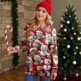 thumbnail image 6 of Women's Casual Long Sleeve Round Neck Sweatshirt Fit Pleated Top with Christmas Print for Fashionable Holiday Outfits and Comfortable Wear,Red,S, 6 of 6