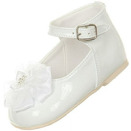 

BNY Corner Baby Girls Patent Floral Stud High Top Toddler Infant Dress Shoes White 5 Toddler TR 70.23