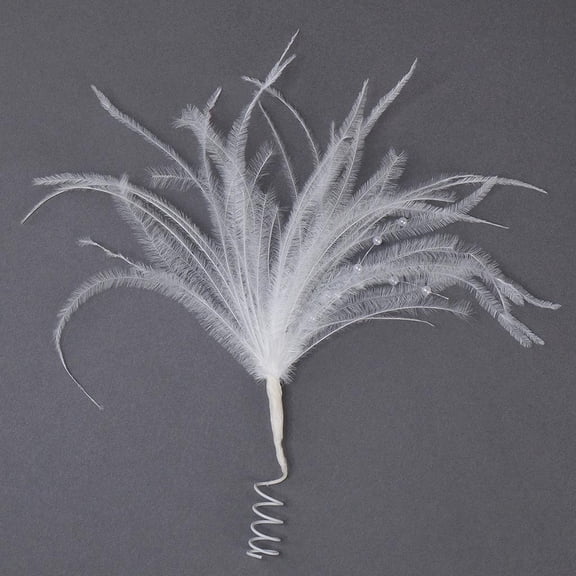 Zucker Feather Products Feather Floral Pick w/Ostrich - Pearls - 5" x 5" - White