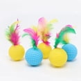 thumbnail image 4 of Cat Ball Toys with Feathers, Interactive Indoor Kitten-Toy Balls for Exercise, Sound Pounce Entertainment, Self Play Cat Toys for Boredom, Random Color 1Pcs A, 4 of 5
