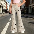 thumbnail image 2 of School Uniform Pants for Girls Back To School Slim High Waist Pocket Elastic Waistband Graphic Print Flared Trousers Girls Pants Size 5-6 Years, 2 of 6