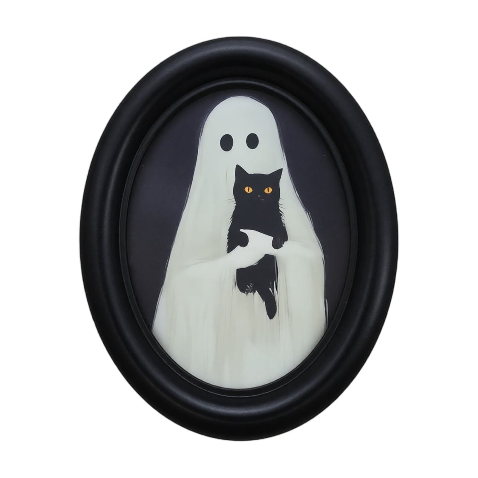 Halloween Ghost Wall Decor with Black Cat Design Spooky Hanging Decoration for Home Living Room Farmhouse Party Gift 1 Pack