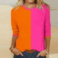 thumbnail image 1 of RXIRUCGD T-shirt Imprimé de Mode pour la Saint-Valentin pour Femme, Blouse à Manches 3/4, Col Rond, Hauts Décontractés, Orange, Taille : M, 1 of 5