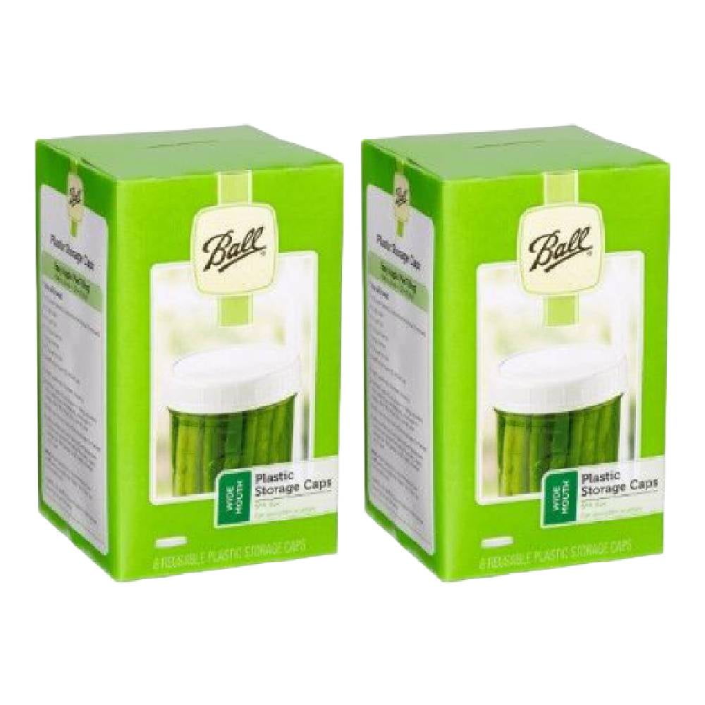 Ball Wide Mouth Plastic Caps Lids White Reusable For Glass Preserve