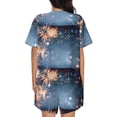 thumbnail image 6 of Fuzoiu Gold And Blue Fireworks Print Women's Short-Sleeved Pajama Set,Lounge Sleepwear Set,Womens Pajama Sets 2 Piece,Button-Up Top and Shorts with Pockets-X-Large, 6 of 7