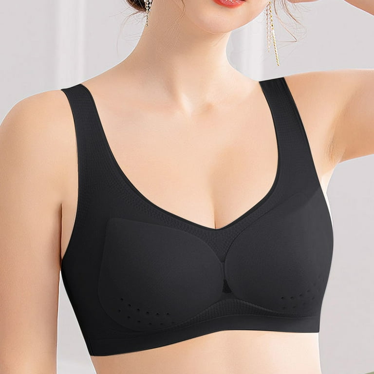 CAICJ98 Sports Bras For Women Women's Wireless Bra with Cooling, Seamless  Smooth Comfort Wirefree T-Shirt Bra Black,3XL