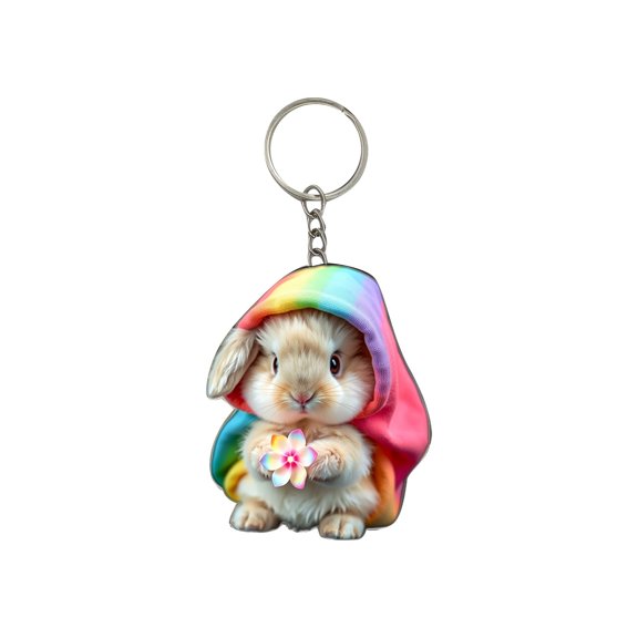 DGMIOCS Cute Bunny Keychain Gifts for Women,Acrylic Spring Jewelry Easter Accessories Rabbit Keychains Purse Charms