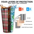 thumbnail image 3 of 16oz Tumblers Red and Green Christmas Plaid Pattern Stainless Steel Vacuum Insulated Double Wall Travel Tumbler Cups Mug with Lid and Straw,Cleaning Brush for Coffee,Tea, 3 of 4