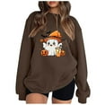 thumbnail image 1 of Pisexur Chandail en Molleton Halloween pour Femmes Manches Longues Col Rond Chandails en Molleton Mode Citrouille Graphique Chandails en Molleton Halloween Chandails à Capuchon Chandail Tops, 1 of 3