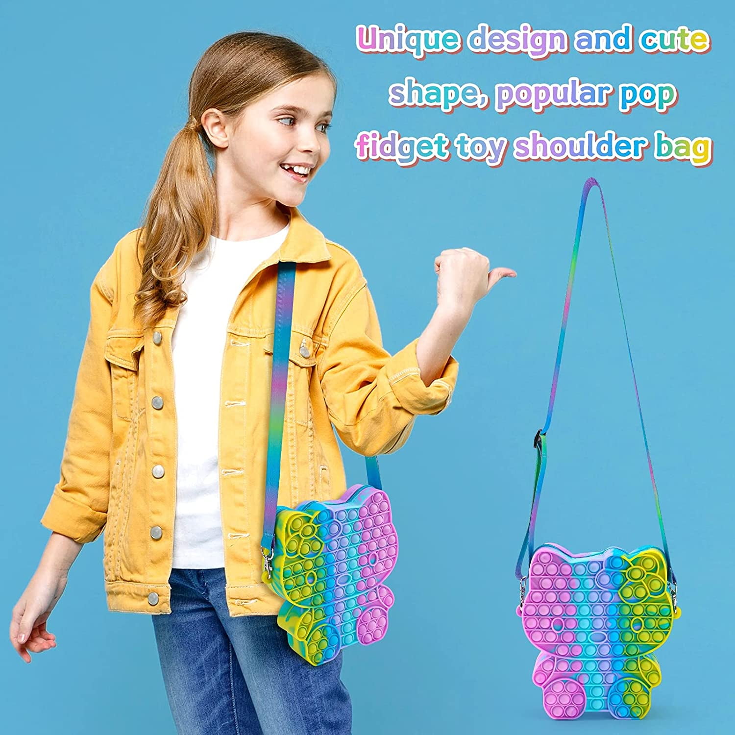 Hello Kitty Style Fidget PopIt Bubble Stress Reliever Shoulder Bag