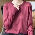 thumbnail image 6 of Liuinsasek Women's Long-Sleeve Top Knit Pullover Fashionable Thin Lightweight Solid-Color Round-Neck Base Layer Winter Outfits, 6 of 9
