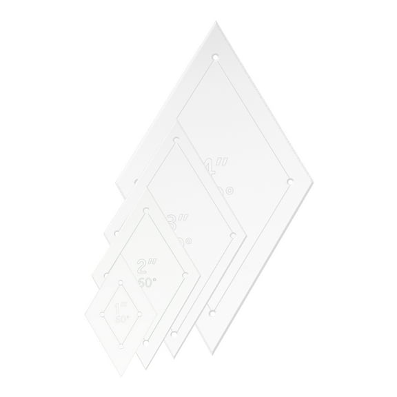 Diamond Quilting Template Set, 1 Inch 2 Inch 3 Inch 4 Inch Acrylic Template for Quilting with Reserved Seam Margin, Clear Templates for DIY Sewing Crafts