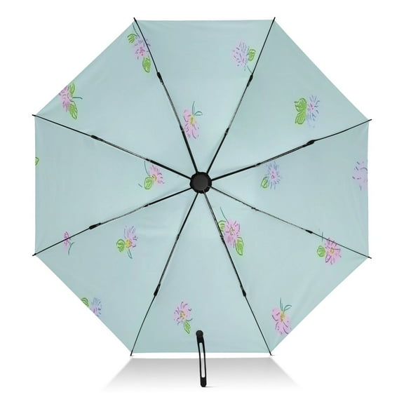 Playful Floral Pattern Extra Large Automatic Umbrella, UV Protection, Waterproof, Auto Open and Close