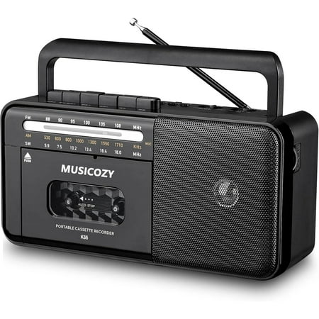 Cassette Tape Player Bluetooth Boombox Cassette Player AM/FM/SW Radio Stereo Tape Player/Recorder with Big Speaker and Earphone Jack USB/TF Card Player AC Powered or Battery Operated Black