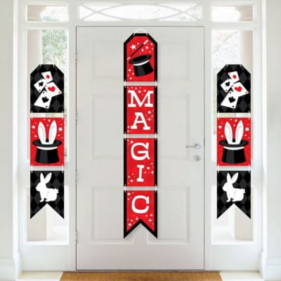 Ta-Da, Magic Show - Hanging Vertical Paper Door Banners - Magical Birthday Party Wall Decoration Kit - Indoor Door Decor