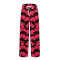 thumbnail image 6 of ASDFVBKG Halloween Pajama Pants for Men Hallowmas Pj Pants for Men Pumpkin Ghost Print Lounge Bottoms Elastic Waist Drawstring Sleepwear With Pockets Red L, 6 of 7