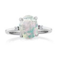 thumbnail image 3 of Gem Stone King 925 Sterling Silver White Simulated Opal and White Topaz Ring for Women (1.74 Cttw, Oval Cabochon 10X8MM, Available in Size 5, 6, 7, 8, 9), 3 of 5