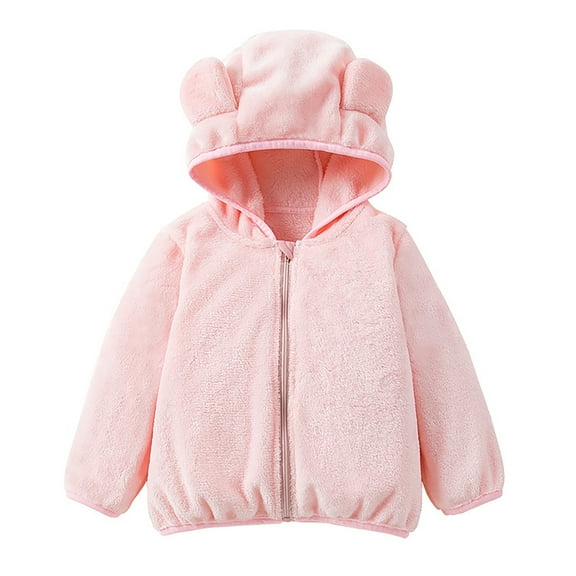 Baby Boys Girls Cartoon Fleece Hooded Jacket Coat with Ears Warm Todder Kids Outwear Coat Zipper Up 1-6Y Girl Clothes