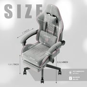 Dowinx Fabric Gaming Chair with Pocket Spring Cushion, Ergonomic Computer Chair with Footrest, Cloth Gamer Chair with Massage Lumbar Support and Headrest, Pink and Grey