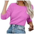 thumbnail image 2 of Clearance! Delayuji Womens Pullover Sweaters Fuzzy Sweater for Cowl Neck Long Sleeve Sweaters Fashionable Long Sleeve Pullovers Pullover Sweaters for Women Purple Xxxxxl, 2 of 6