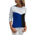 thumbnail image 2 of Mode Décontractée pour Femmes T-shirt à Manches Longues Col Rond Contrasté, 2 of 8