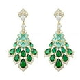 thumbnail image 2 of Hyasfey 1 Pair Drop Earrings Faux Green Feather Shape Elegant Vintage Gorgeous Gift Nonallergic Rhinestone Inlaid Dangling Earrings Fashion Jewelry, 2 of 7