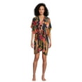 thumbnail image 2 of Time and Tru Women's and Women’s Plus Tie-Front Duster, Sizes, Black Soot Open Wildflower Field, Size S-3XL, 2 of 5