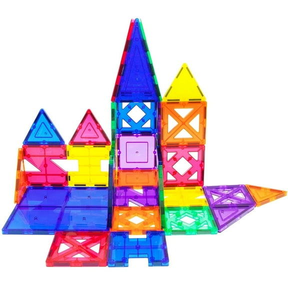 PICASSO-TILES Magnetic Tiles for Kids, Construction STEM Building Blocks Educational Toy, 33pcs