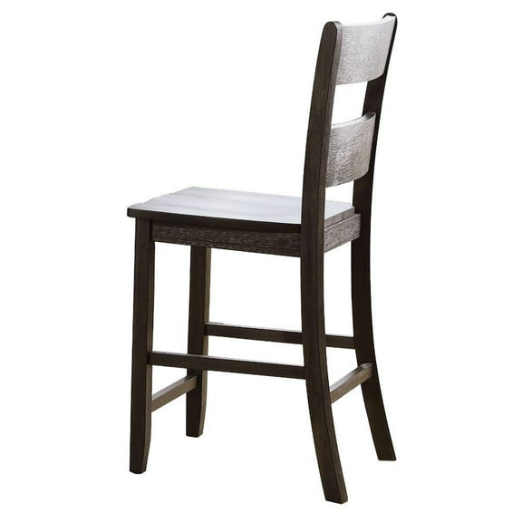 ACME Haddie Wood Counter Height Dining Chair in Distressed Walnut (Set of 2)