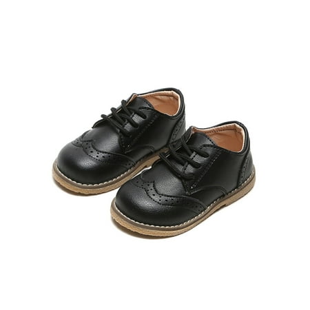 

Woobling Kids Casual Walking Shoe Comfort Flats Soft Sole Dress Shoes Performance Brogues Breathable Lace Up Lightweight Black 6C