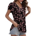 thumbnail image 2 of Cuteduck Womens Summer Tops Floral Tunic Blouse Petal Sleeve V Neck Casual Basic T shirt,M(8-10), 2 of 5