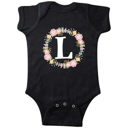 

Inktastic Monogram Letter L Rose Floral Wreath Gift Gift Baby Girl Bodysuit