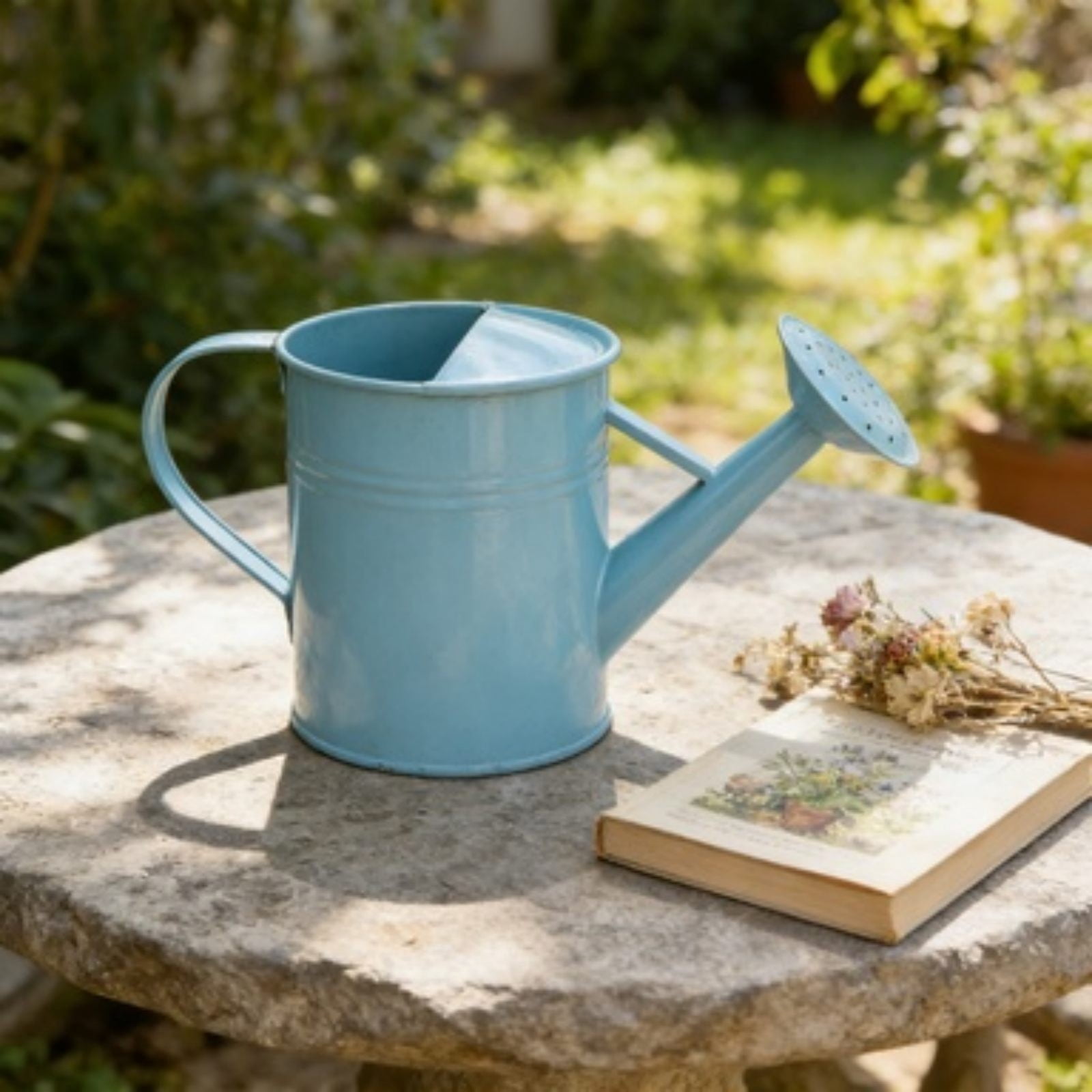 Watering Can with Long Spout, Garden Watering Pot Lightweight Rustic Sturdy Flower Container, Ergonomic Handle Balanced Design for Indoor Outdoor Lovers, Patio Balcony Blue