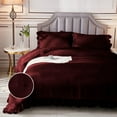 thumbnail image 3 of DNG Creations 3 Piece Vintage Ruffle Pattern Comforter Set Premium Ultra Soft 550 GSM All Season ( King/Cal King Size ) 100% Egyptian Cotton Solid Wine Colour, 3 of 8