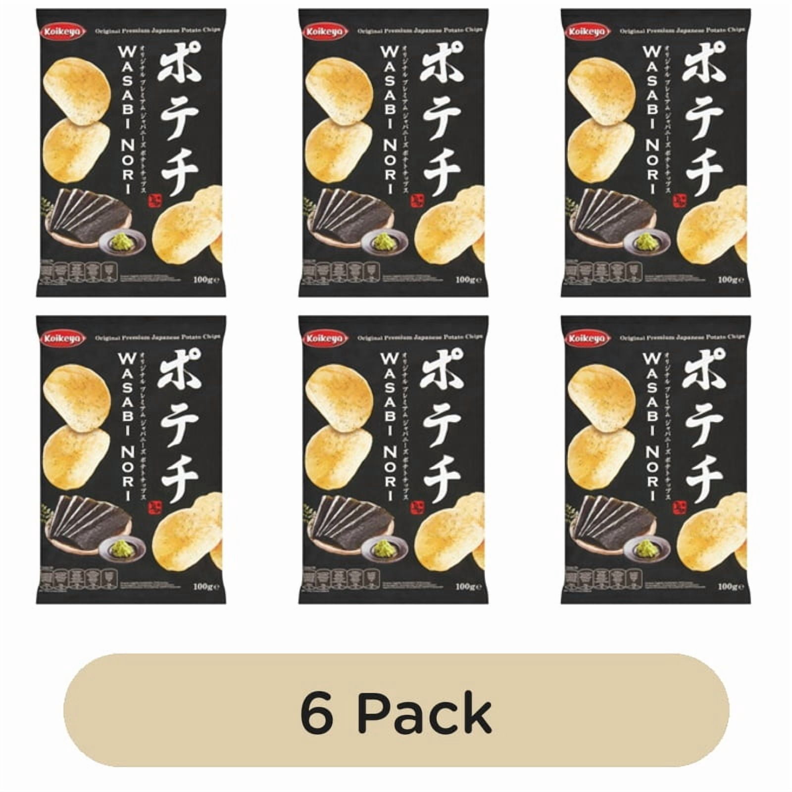 Koikeya Japanese Wasabi Nori Potato Chips 100g, British Import (Pack of 6)