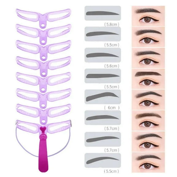 8pcs Eyebrow Stencil Reusable Eyebrow Template Three Dimensional Eyebrow Shaping Kit