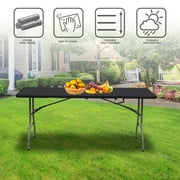 HONGGE 6ft Folding Table, Black Portable Plastic Table for Parties, Camping, Events & Outdoor Gatherings