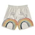 thumbnail image 7 of FORMRS Boys Swim Trunks Quick Dry Mesh Liner Boardshorts Sizes XS-XL, White Cat Rainbow, 7 of 7